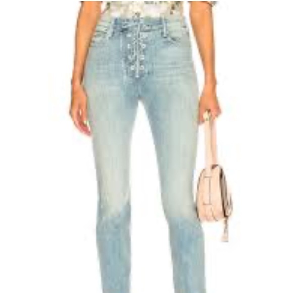 MOTHER The Lace Up Dazzler Ankle Tinge Light Wash High Waist Sz 29 - Picture 13 of 15